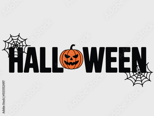 Wallpaper Mural Halloween Party Vector Design: Pumpkin, Witch, Spiders and Bats Torontodigital.ca