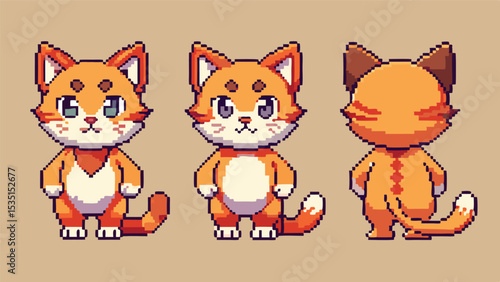  Pixel Character of Cute Cat 