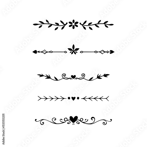 Text dividers. Vector typographic line divider set, retro book ornate bumpers, vintage text separators

