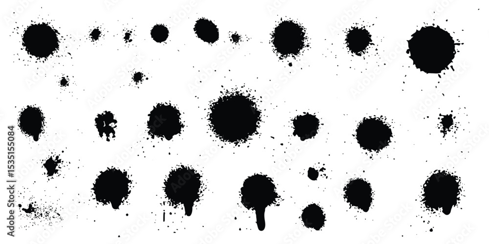 Set of Black Ink Splashes and Blots – Grunge Vector Stains, Drops, and Drips – Abstract Paint Splatters for Backgrounds, Textures, Art Projects, and Graphic Design Elements
Set of Black Ink Splashes and Blots – Grunge Vector Stains, Drops, and Drips – Abstract Paint Splatters for Backgrounds, Textures, Art Projects, and Graphic Design Elements