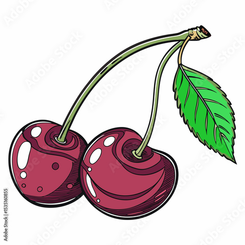cherry with leaf