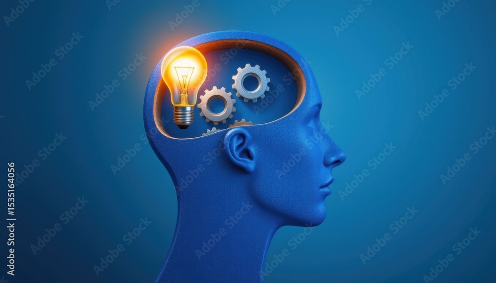 Fototapeta premium Innovative idea generation event conceptual art brainstorming session creative environment profile view knowledge expansion