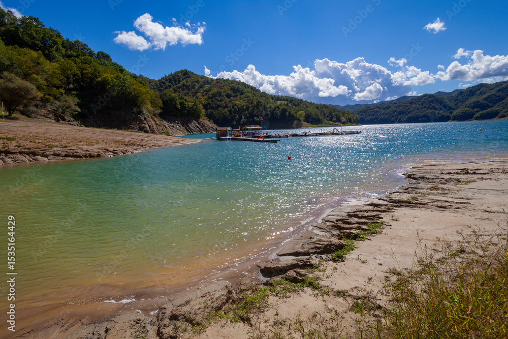 Fototapeta premium Lago Del Salto, in Lazio region (Italy), reflects the sky and greenery