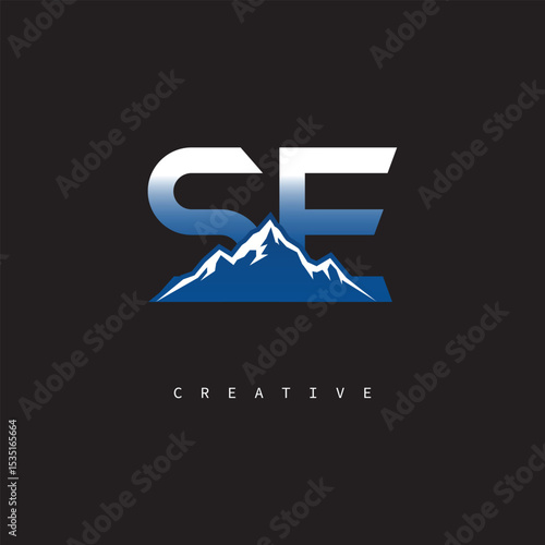 SE Creative Mountain Logo – Bold Gradient Letter mark Branding Design for Business & Outdoor Brands