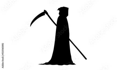 Silhouette of a Grim Reaper Holding a Scythe