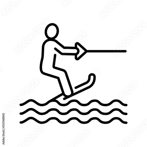 water skis black line icon for digital and print projects.