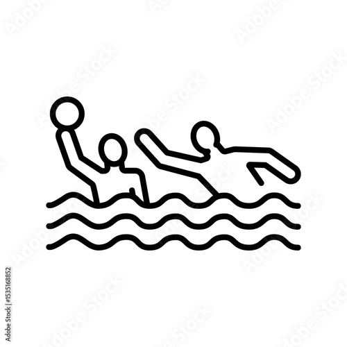 water polo black line icon for digital and print projects.