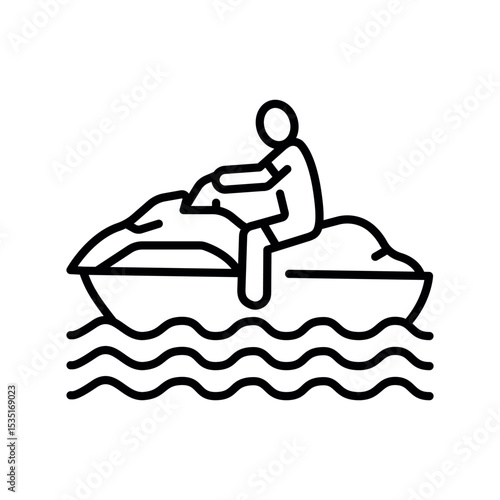 jet ski black line icon for digital and print projects.