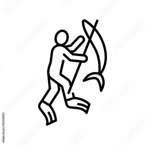 spearfishing black line icon for digital and print projects.