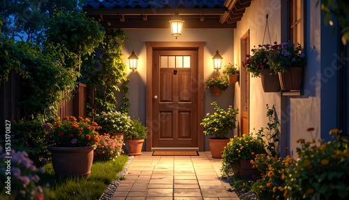 Front porch at night