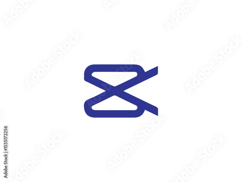 The lines are smooth and rounded, forming a symmetrical figure with a dynamic and flowing appearance. This icon is commonly recognized as the logo of the video editing app CapCut.