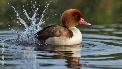 A duck splashing in water