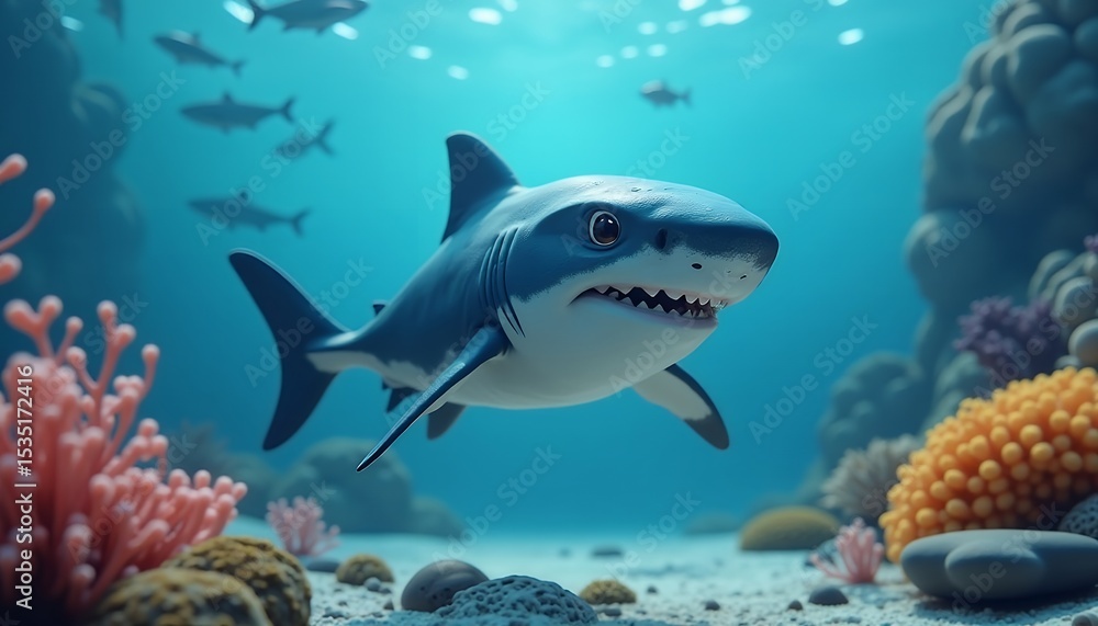 Fototapeta premium Shark in Ocean with Coral Reef