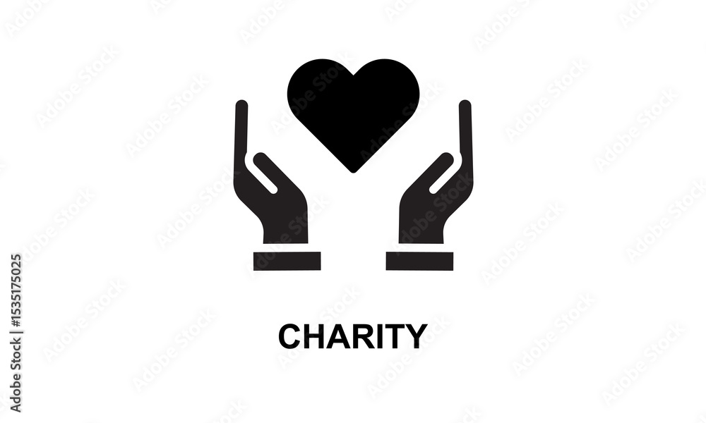Obraz premium Charity Concept. Hands Holding A Heart Editable Stroke Outline Icon Isolated On White Background Flat Vector Illustration Vector Icon Isolated On White Background