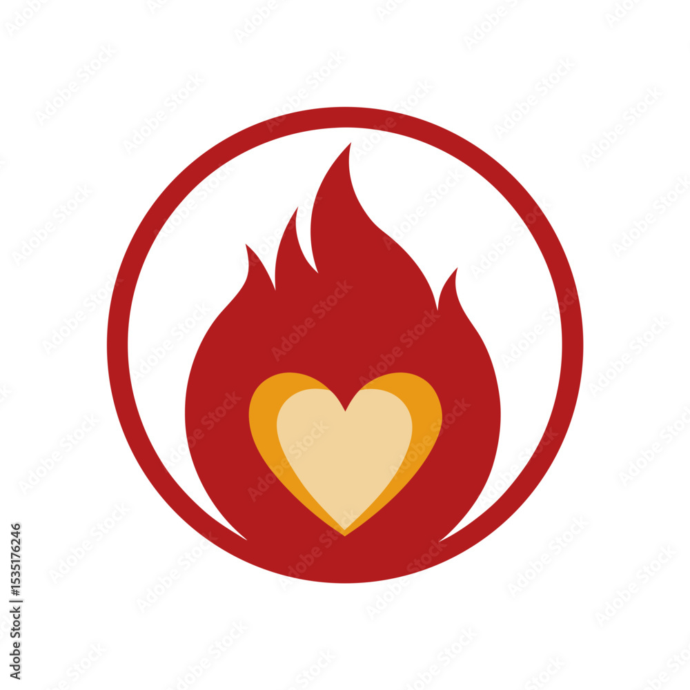 Fiery Heart With Flames Vector Illustration For Passionate And Bold Brand Logos Fiery Heart With Flames Vector Illustration For Passionate And Bold Brand Logos