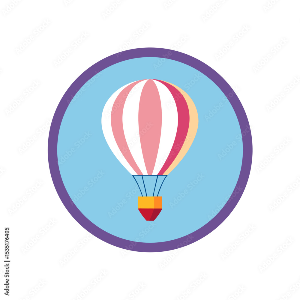 Obraz premium Scenic Hot Air Balloon Ride Vector Graphic For Travel And Festival Themed Logos