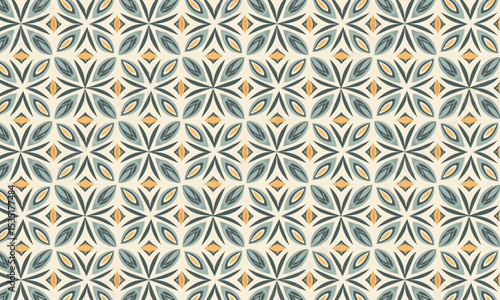 Modern Geometric Floral Pattern in Mid-Century Style