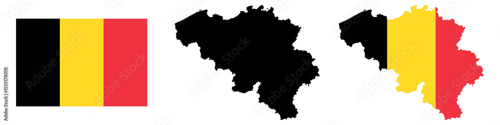 Fototapeta premium Belgium flag and map vector illustration