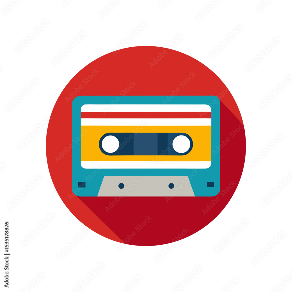 Fototapeta premium Old School Cassette Tape Vector Logo Icon in a Circle