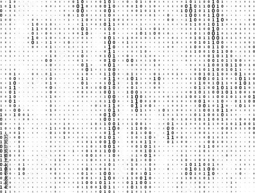 Binary Code Matrix: A Digital Tapestry of Scattered Black Dots and Numbers, Weaving the Essence of Data and Technology in a Minimalist White - Background Design,Hypnosis, hallucination