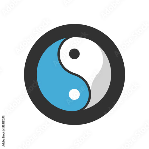 Classic Yin and Yang Vector Logo Icon in a Circle