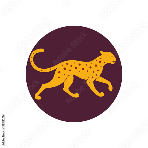 Cheetah Sprinting Vector Logo Icon Clipart in a Circle