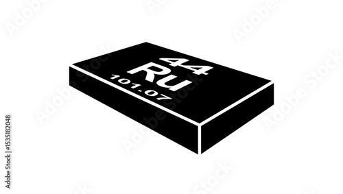 Ruthenium chemical symbol, black isolated silhouette