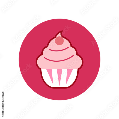 Sweet Cupcake Vector Logo Icon Clipart in a Circle