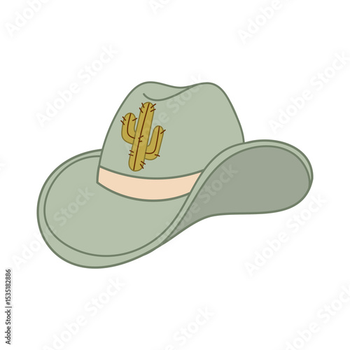 Green cowboy hat with cactus icon