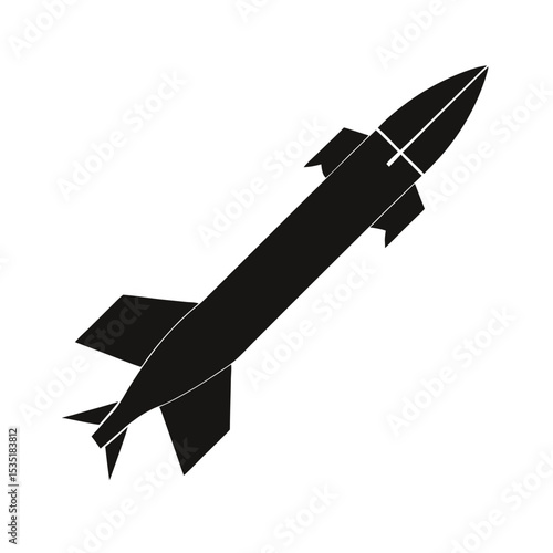 Black Silhouette Missile Side View Horizontal Flight Path Icon Graphic rocket
