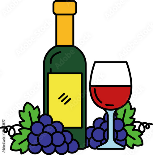 A bottle of grapes wine