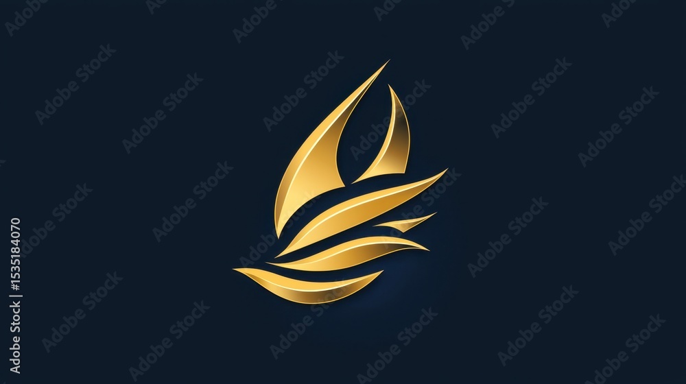 Golden flame symbol representing creativity and inspiration, showcasing elegant curves against a dark backdrop Golden flame symbol representing creativity and inspiration, showcasing elegant curves against a dark backdrop