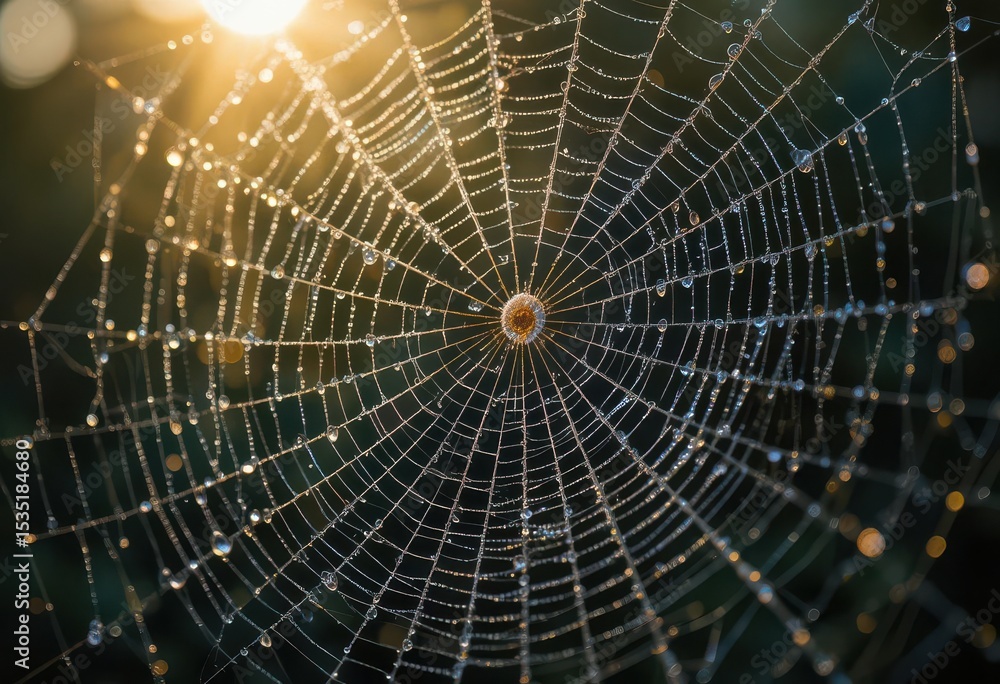Fototapeta premium Detailed Spiderweb with Water Droplets