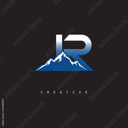 IR Creative Mountain Logo – Bold Gradient Letter mark Branding Design for Business & Outdoor Brands
