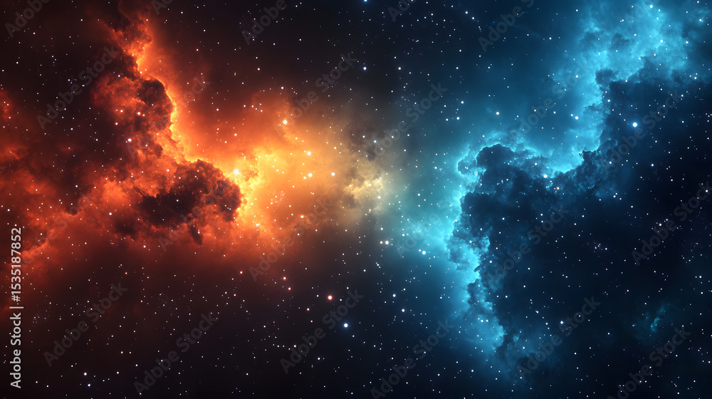 Fototapeta premium Vibrant Galactic Clouds in Red and Blue Tones