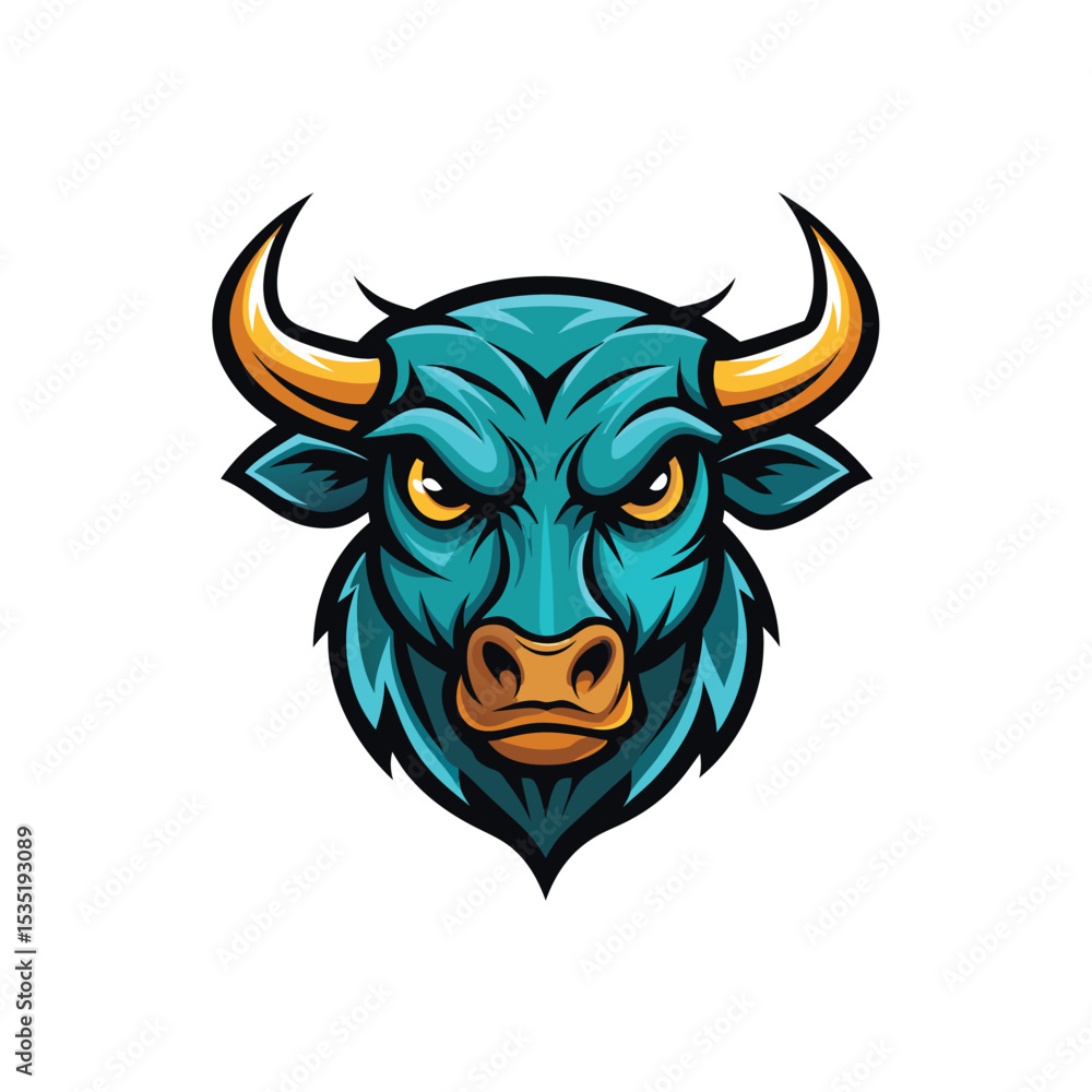 Fototapeta premium Bull head mascot character on white background