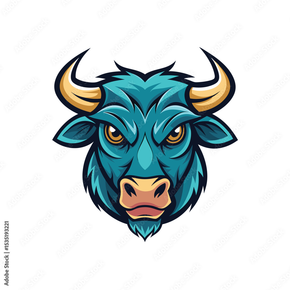 Fototapeta premium Bull head mascot character on white background