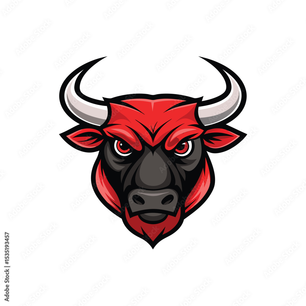 Bull head mascot character on white background Bull head mascot character on white background