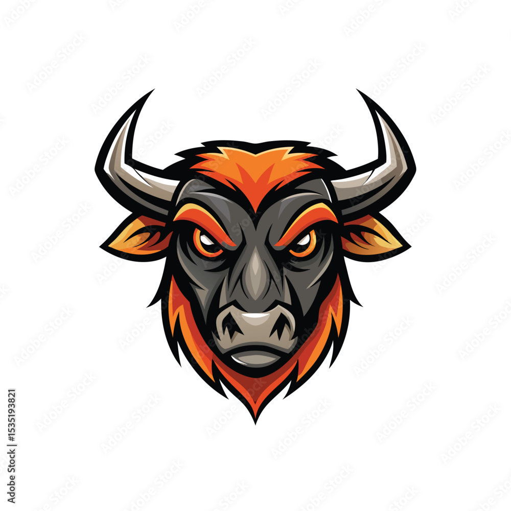 Fototapeta premium Bull head mascot character on white background