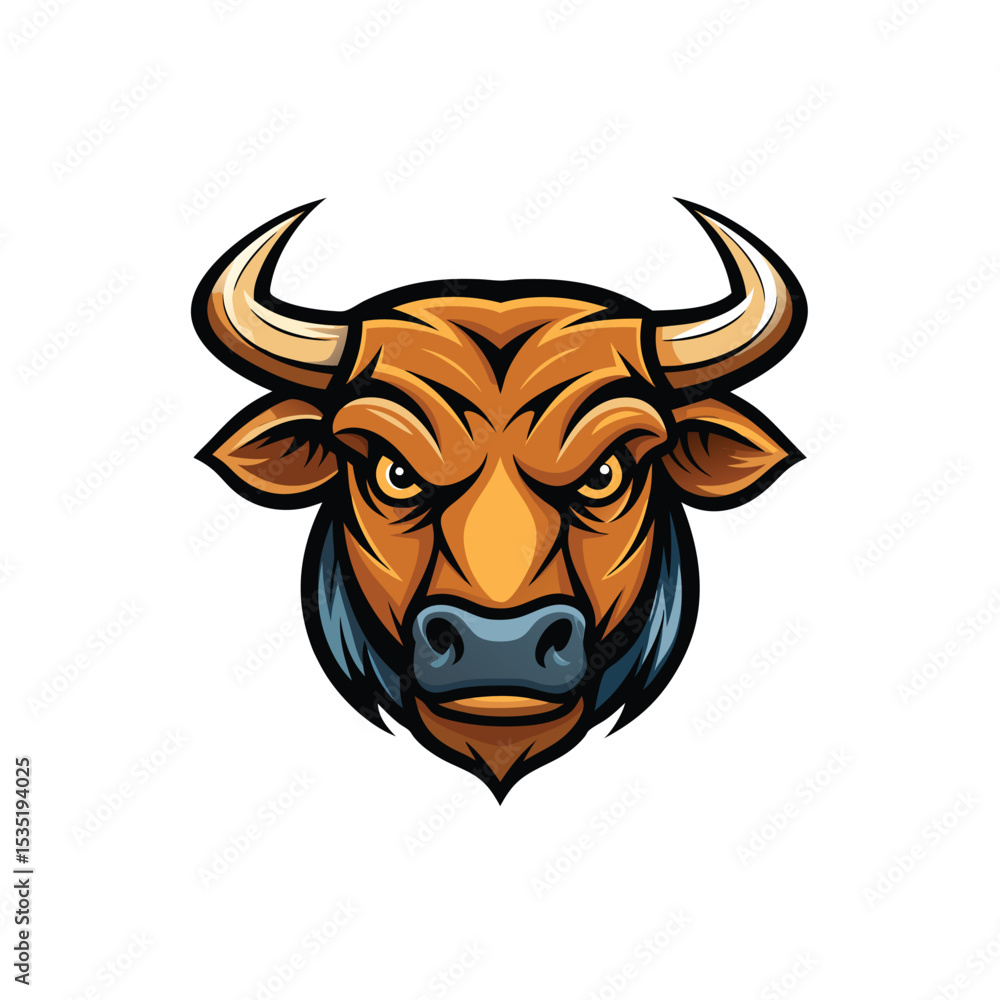Fototapeta premium Bull head mascot character on white background