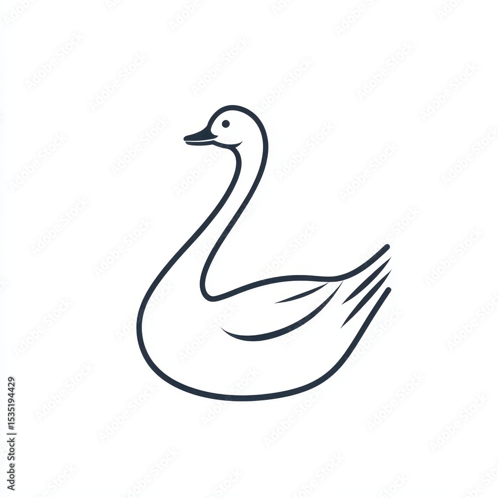 Elegant Minimalist Icon of Mother Goose in Black Line Art Style Elegant Minimalist Icon of Mother Goose in Black Line Art Style