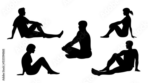 set of a group of business people sitting in various poses