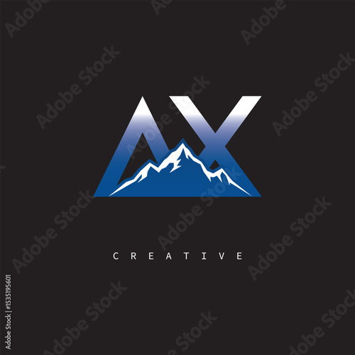 AX Creative Mountain Logo – Bold Gradient Letter mark Branding Design for Business & Outdoor Brands