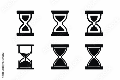 set of Hourglass icon vector silhouette illustration isolated on white background