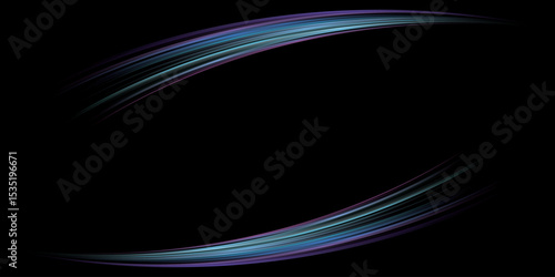 Abstract colorful neon light dynamic motion as a ellipse frame on black background graphic illustration.