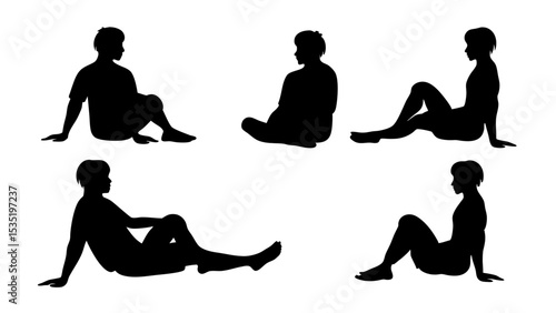 set of a group of business people sitting in various poses