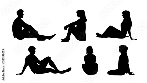 set of a group of business people sitting in various poses