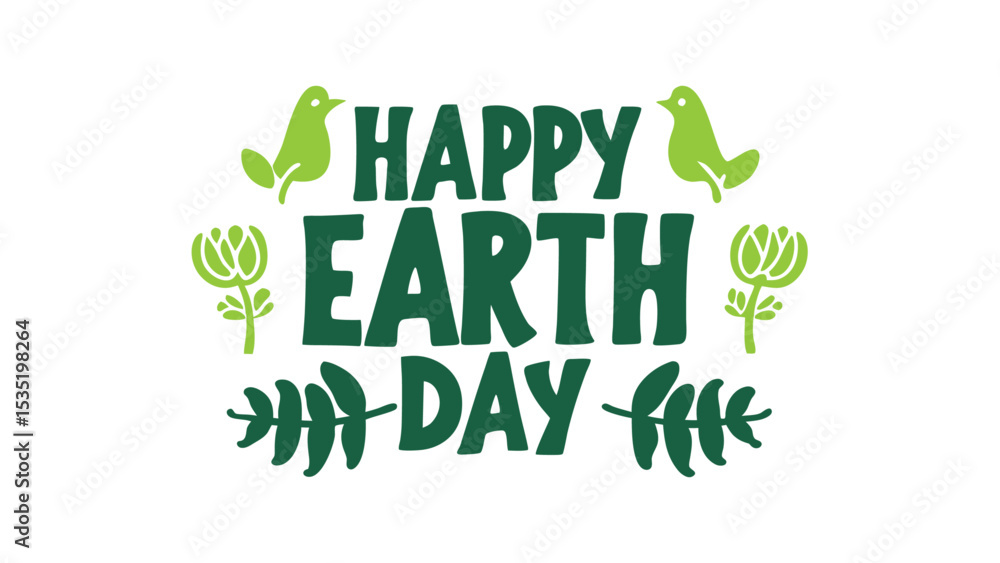 Fototapeta premium Happy Earth Day hand lettering vector illustration