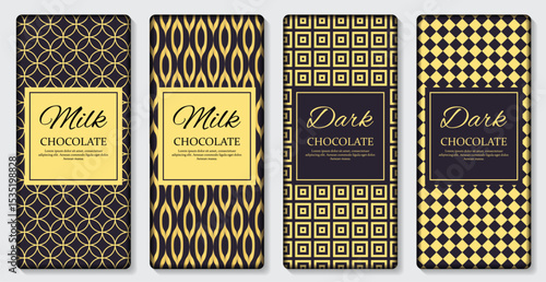 Dark and Milk Chocolate Bar Design Template. 3D Realistic Vector Iillustration.eps