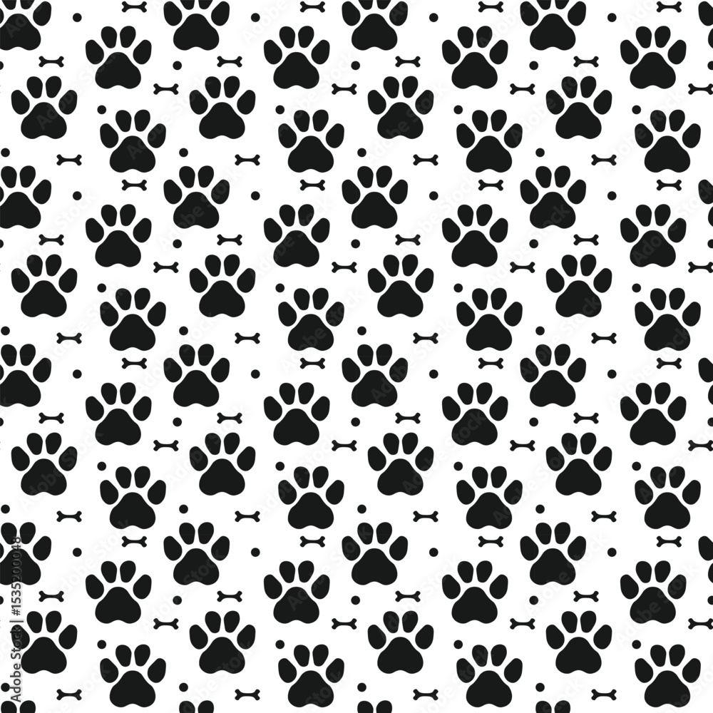 Paw seamless pattern with dog or cat footprint. Animal pet pawprint background Paw seamless pattern with dog or cat footprint. Animal pet pawprint background